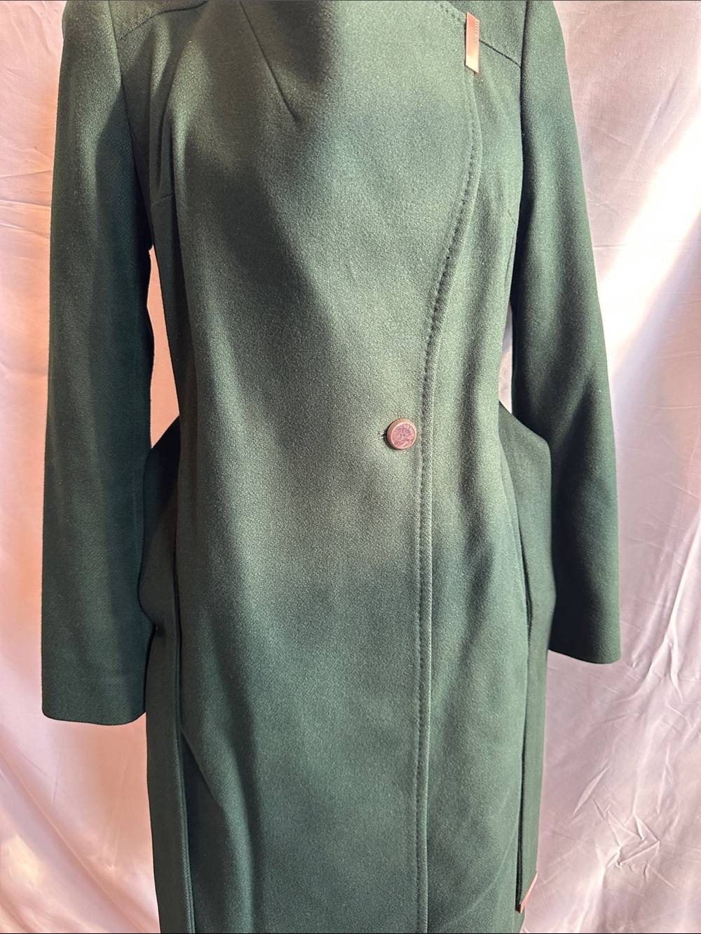 Ted Baker Womens Rose Belted Midi Wool Long Sleeve Coat, Green - Picture 9 of 16